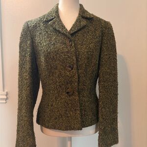 Vintage Green Louben Textured Blazer with Notched Lapel